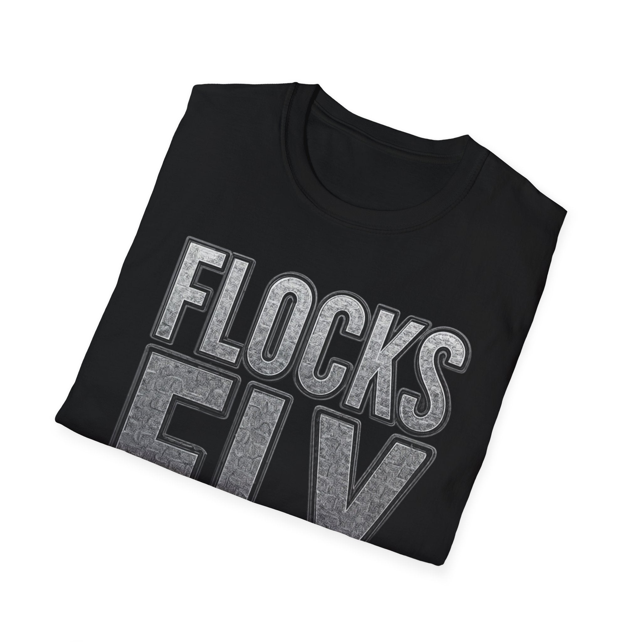 Flocks Fly T-Shirt — Bold Retro Typography Tee for Birders & Streetwear