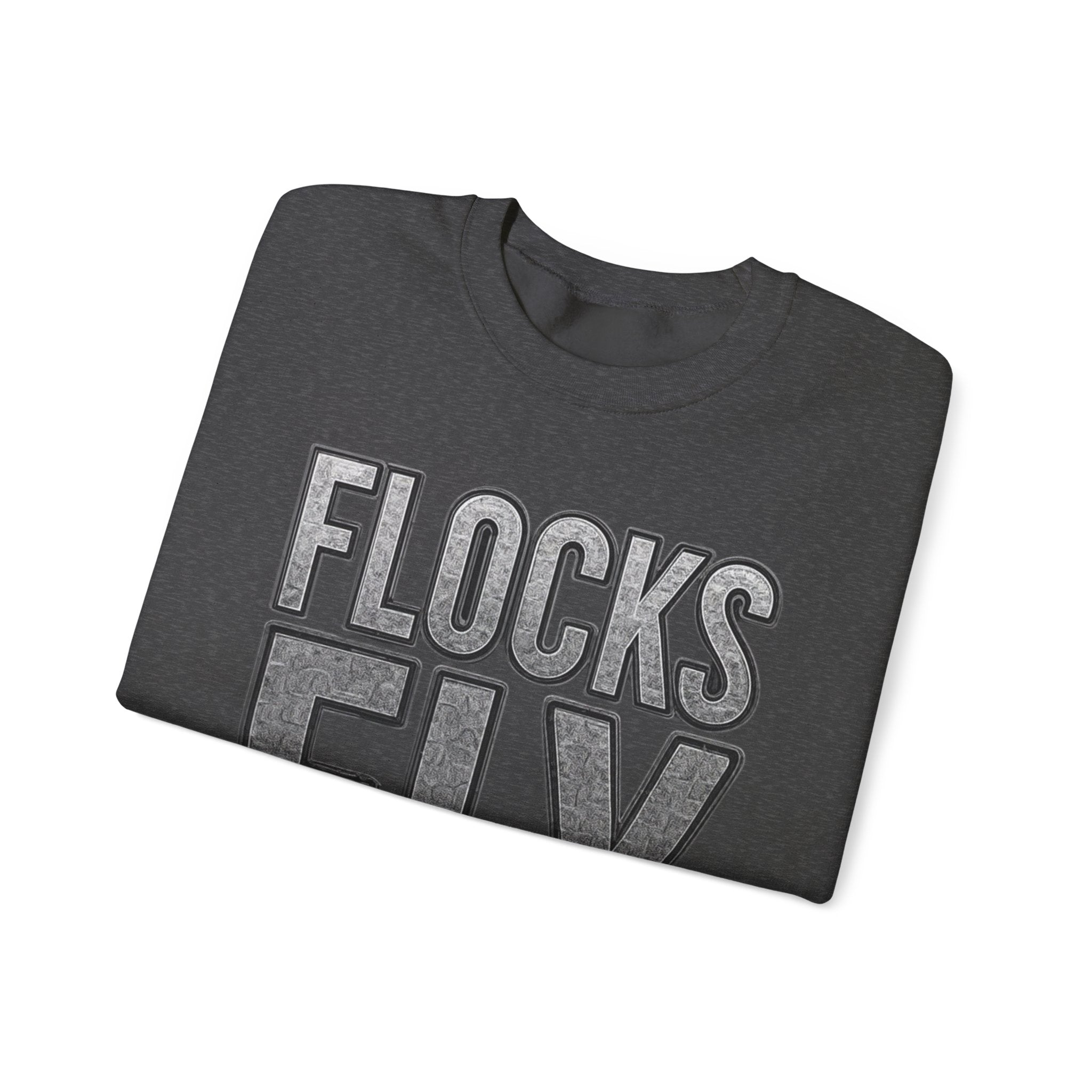 Crewneck Sweatshirt — "Flocks Fly" Vintage Varsity Graphic