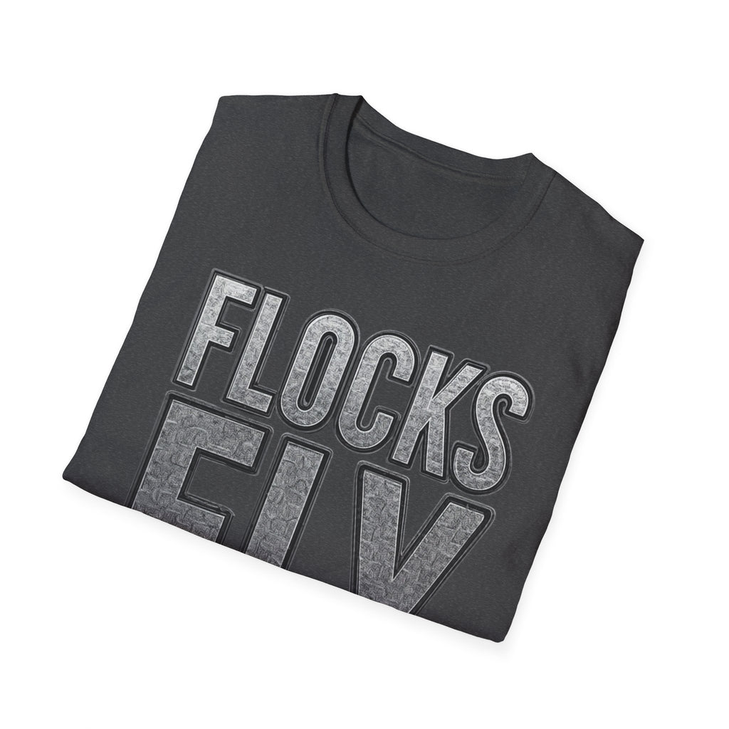 Flocks Fly T-Shirt — Bold Retro Typography Tee for Birders & Streetwear