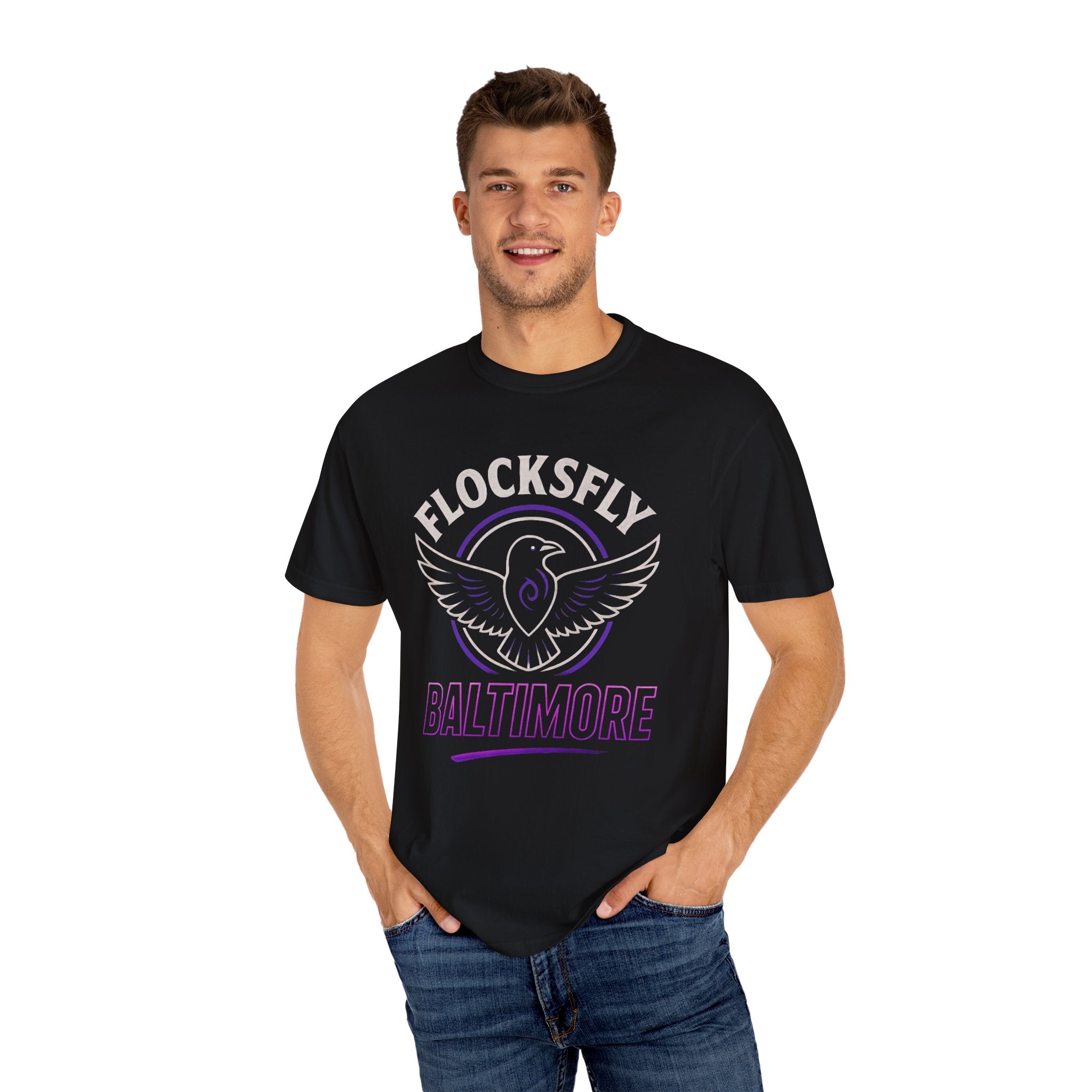 Baltimore Flocksfly Raven T-Shirt — Vintage Sports Logo Tee
