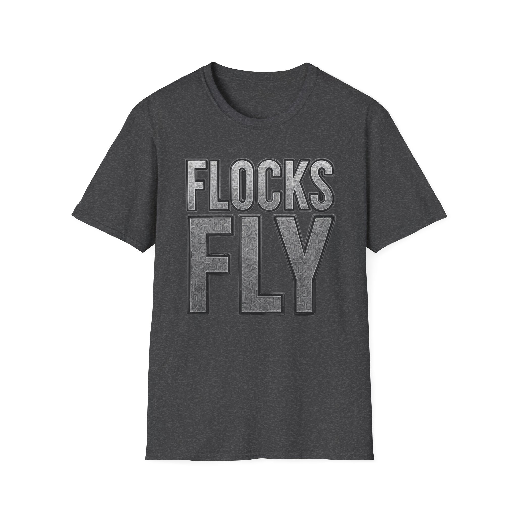 Flocks Fly T-Shirt — Bold Retro Typography Tee for Birders & Streetwear