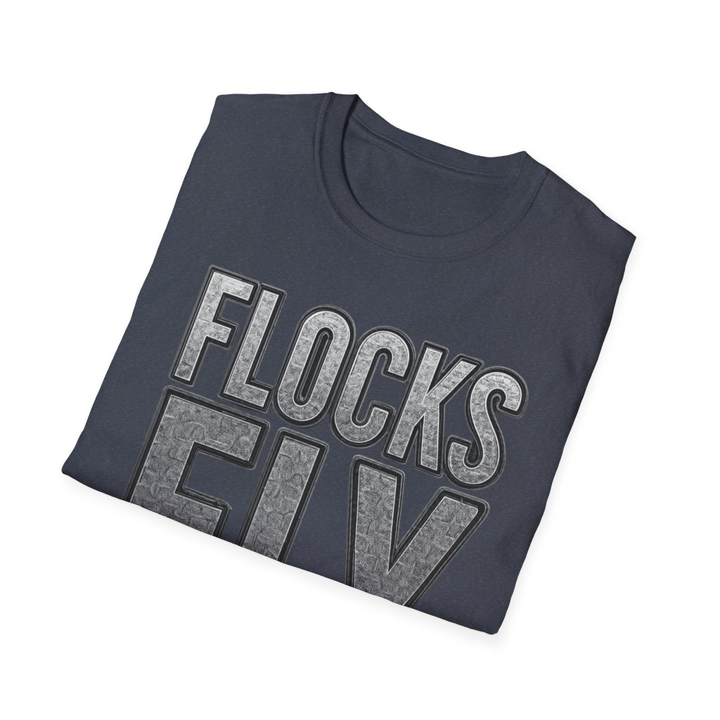 Flocks Fly T-Shirt — Bold Retro Typography Tee for Birders & Streetwear