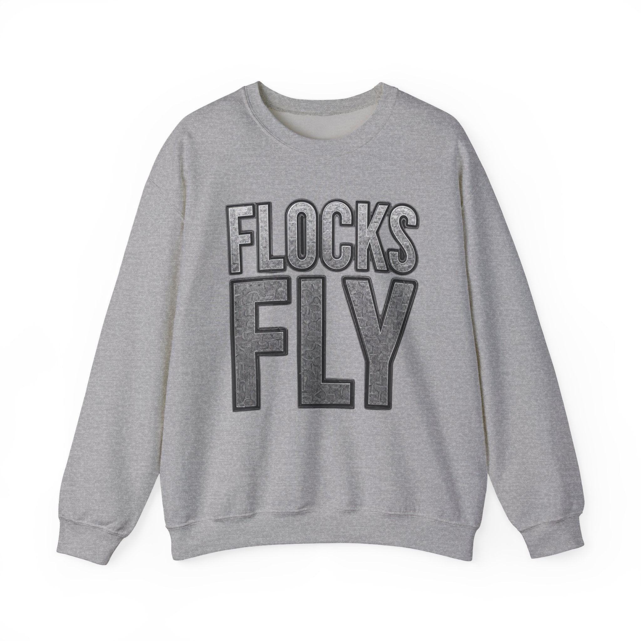 Crewneck Sweatshirt — "Flocks Fly" Vintage Varsity Graphic