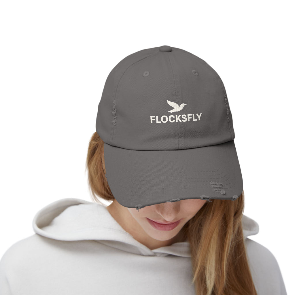 Distressed Baseball Cap — FLOCKSFLY Dove Logo