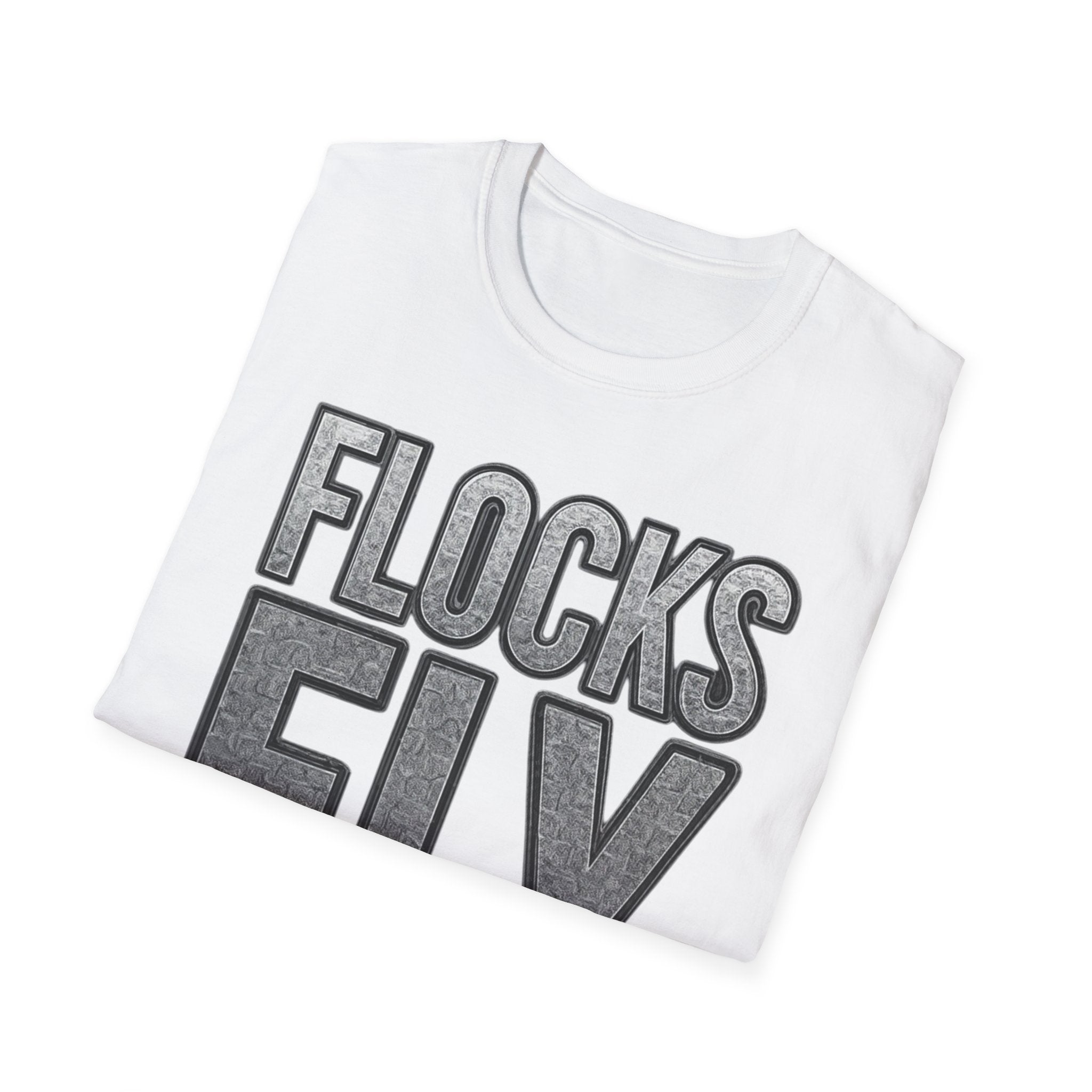 Flocks Fly T-Shirt — Bold Retro Typography Tee for Birders & Streetwear