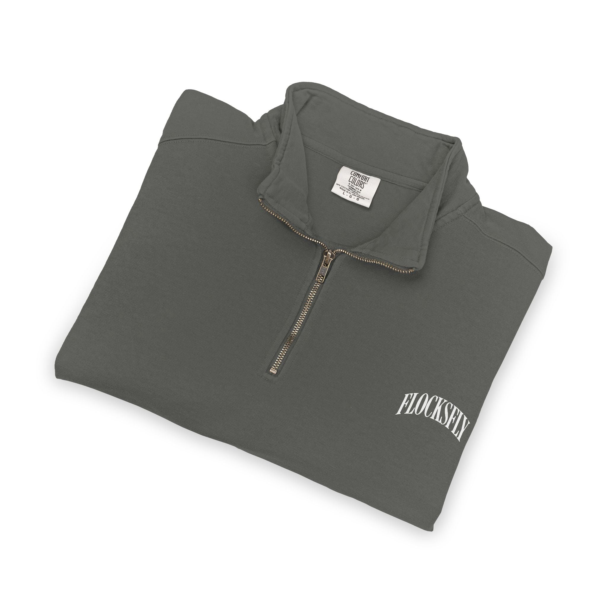 Quarter-Zip Sweatshirt — Minimal 'PLATTSYD' Chest Logo Crewneck