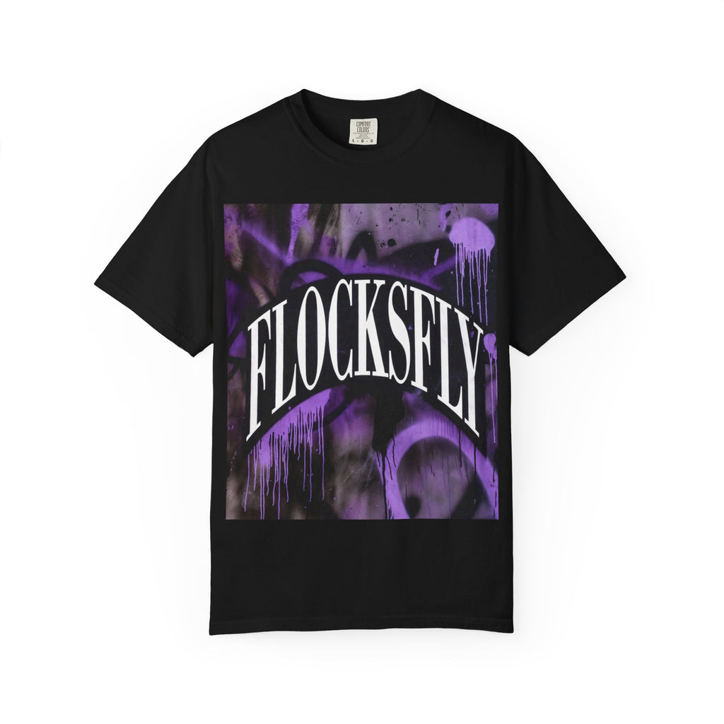 FlocksFly Graphic T-Shirt — Purple Graffiti Drip Design
