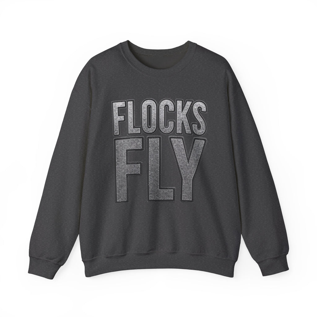 Crewneck Sweatshirt — "Flocks Fly" Vintage Varsity Graphic