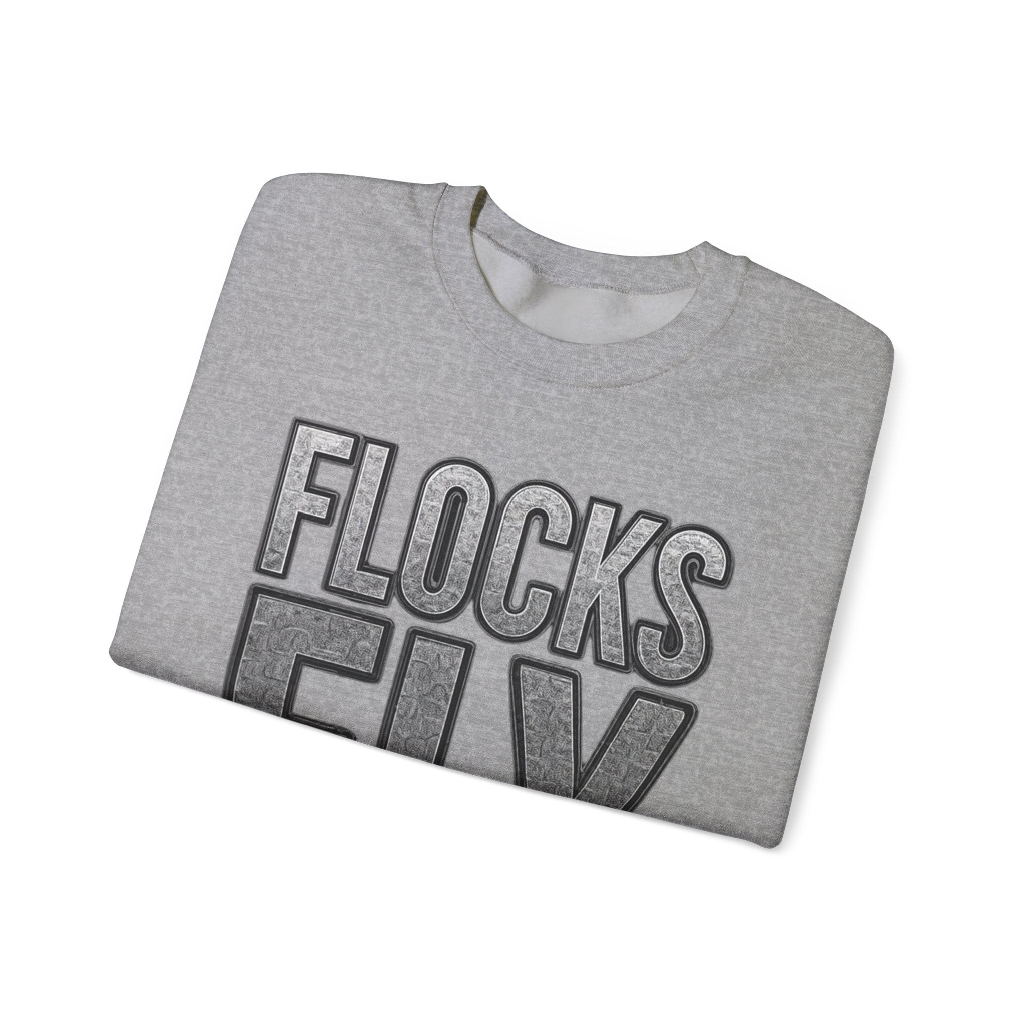 Crewneck Sweatshirt — "Flocks Fly" Vintage Varsity Graphic