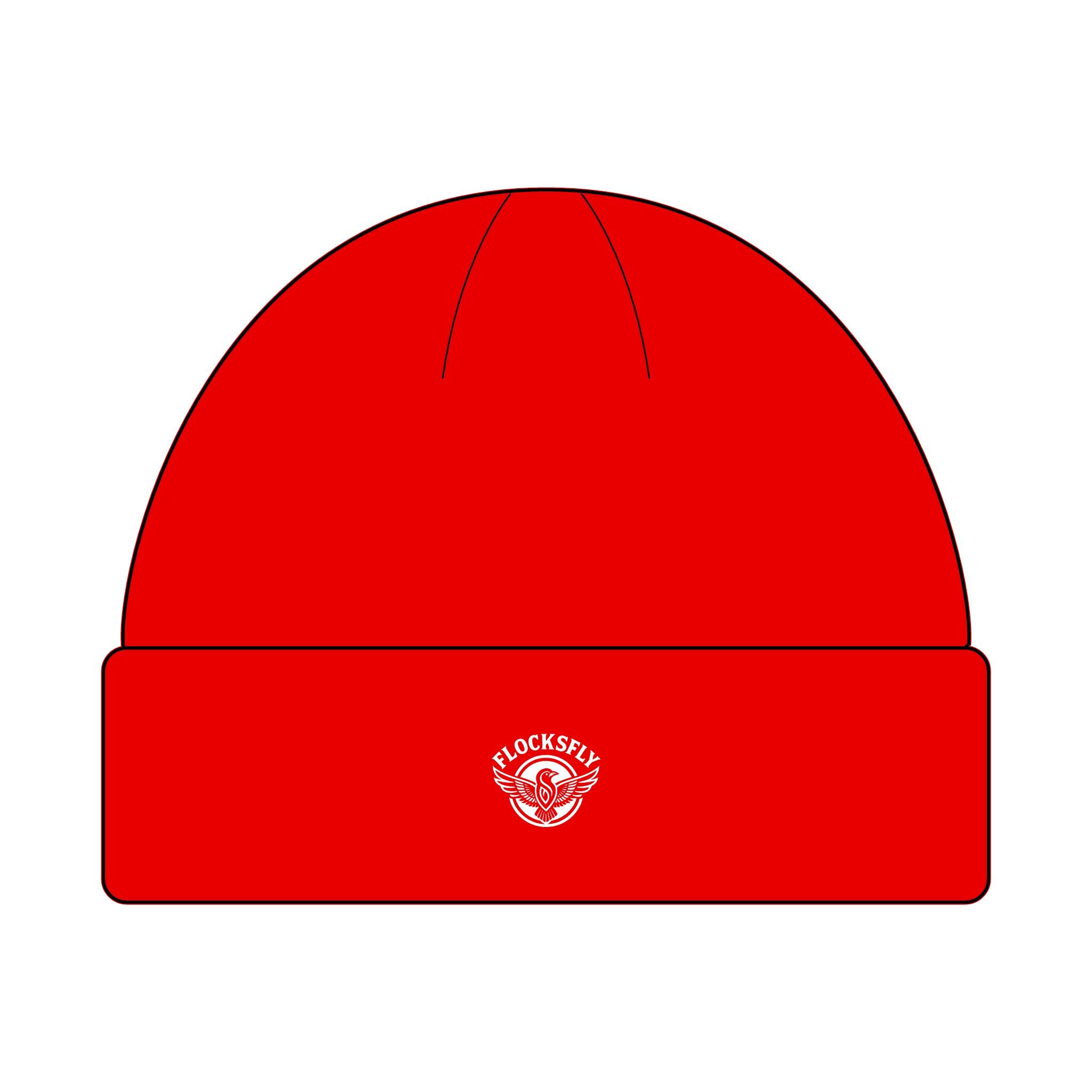 Minimal Logo Cuff Beanie — Small Embroidered 'FLOCKSFLY' Patch