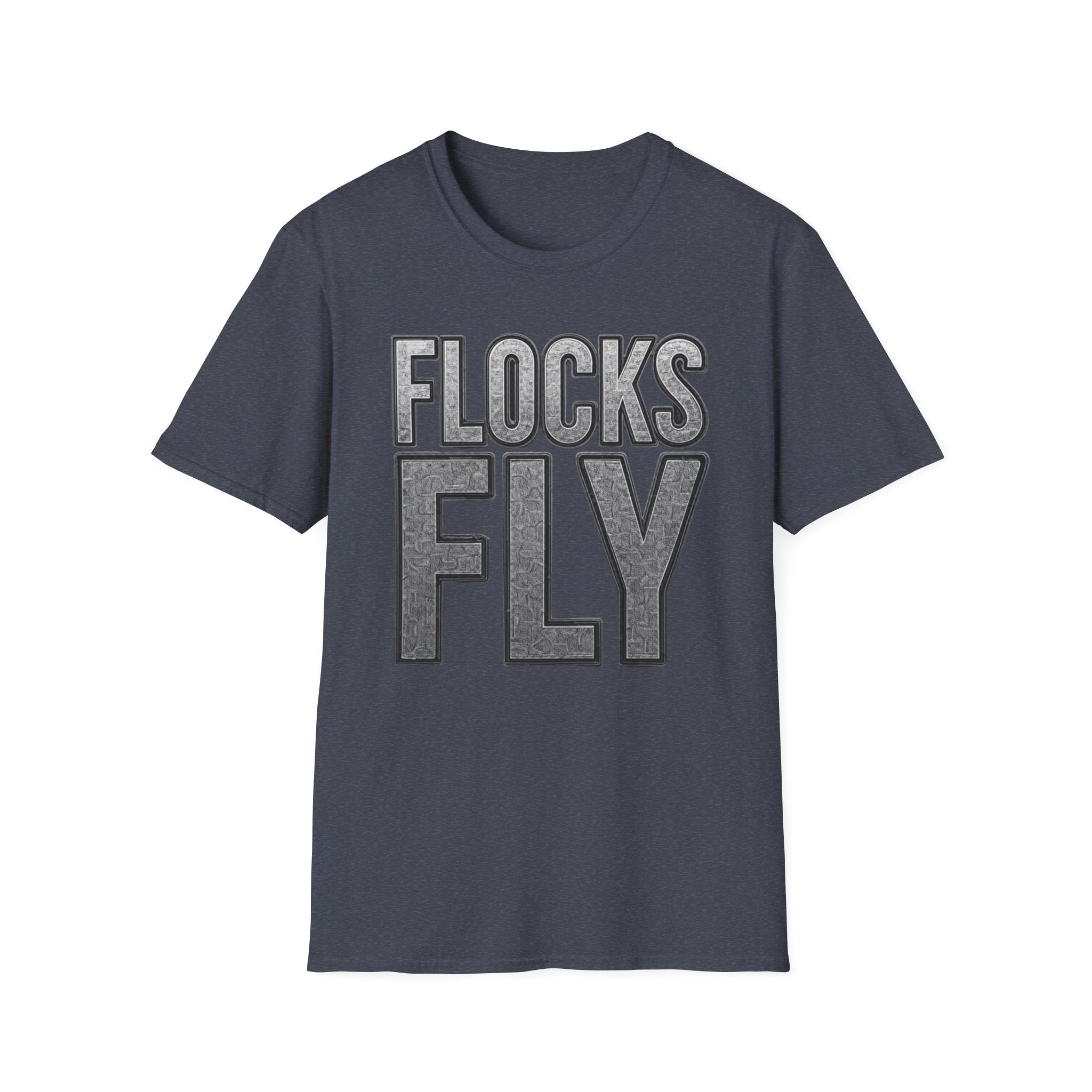Flocks Fly T-Shirt — Bold Retro Typography Tee for Birders & Streetwear