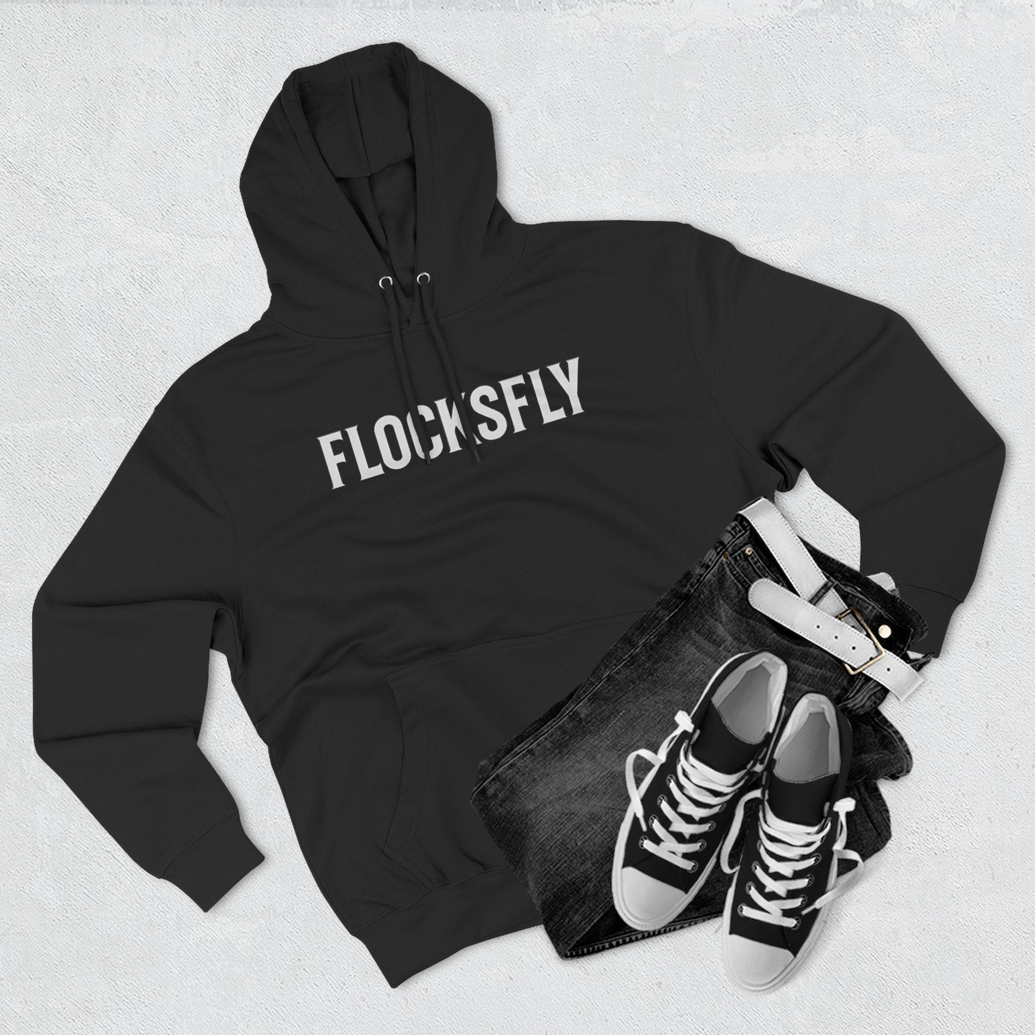 Fleece Hoodie – Minimal 'FLOCKSFLY' Logo Pullover