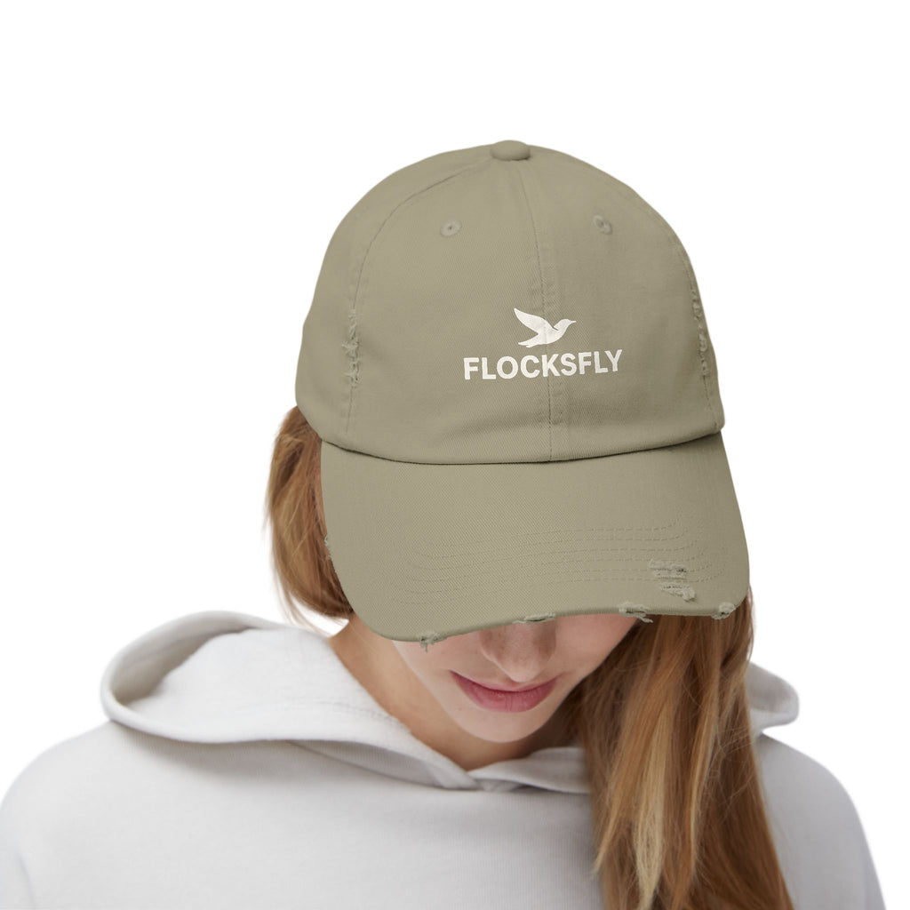 Distressed Baseball Cap — FLOCKSFLY Dove Logo