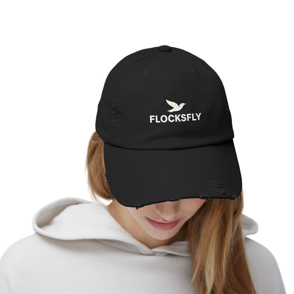 Distressed Baseball Cap — FLOCKSFLY Dove Logo