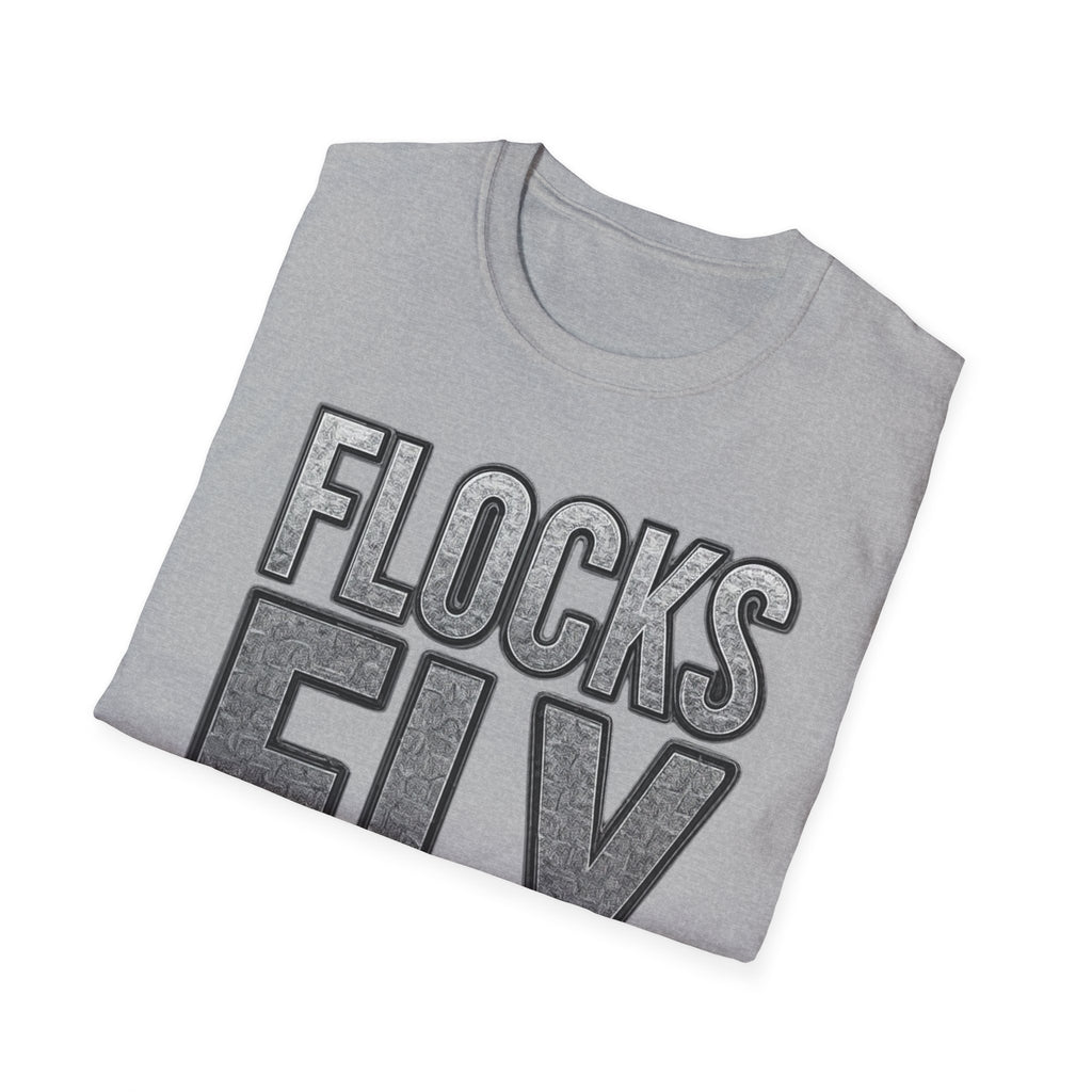 Flocks Fly T-Shirt — Bold Retro Typography Tee for Birders & Streetwear
