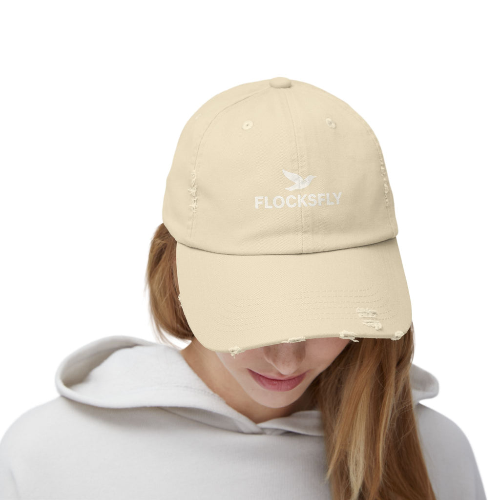 Distressed Baseball Cap — FLOCKSFLY Dove Logo